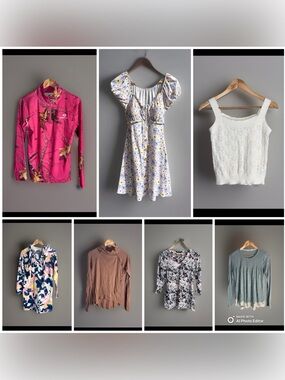 7 Women’s Long Sleeve Shirt Sweater Vest Hoodie Lace Tee Rayon Bundle Lots XS/S